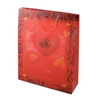 Пакет подарочный 38х30 см с сердцем Love красный оптом