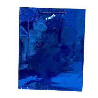 Пакет подарочный голограмма 29х37 см сердечки синий оптом