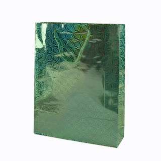 Пакет подарочный голограмма 29х37 см снежинки зеленый оптом