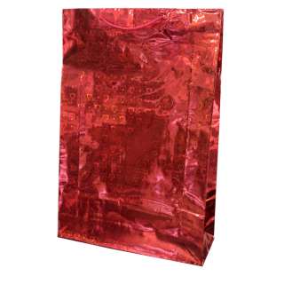 Пакет подарочный голограмма 32х45 см сердечки красный оптом