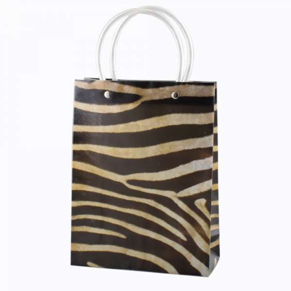 Пакет подарочный трубчатая ручка 29х40 см текстура зебра оптом