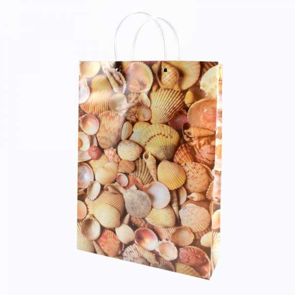 Пакет подарочный трубчатая ручка 29х40 см текстура ракушки оптом