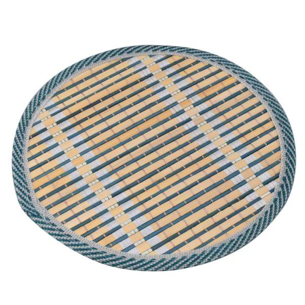 Подставка под горячее бамбуковая соломка круглая 18 см бежево-синяя оптом