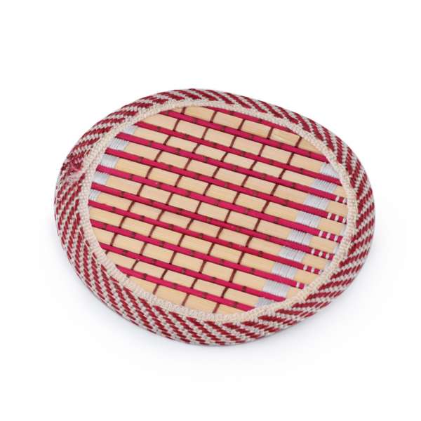 Подставка под чашки бамбуковая соломка круглая красная 10 см оптом
