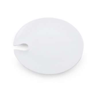 Тарілка керамічна кругла з овальним вирізом 20,5х20,5х2 см біла оптом