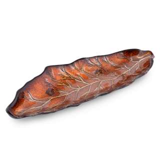 Салатник скляний лист 32,5х10,5х3 см коричневий оптом