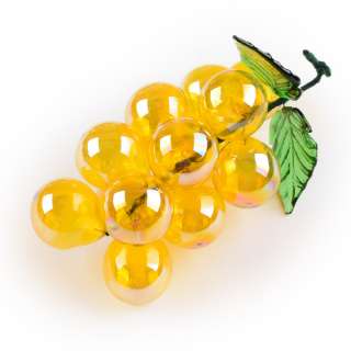 Фигура стеклянная виноградная гроздь 13 см желтая оптом