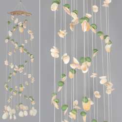 Музыка ветра подвеска из натуральных ракушек 100 см бело-зеленая