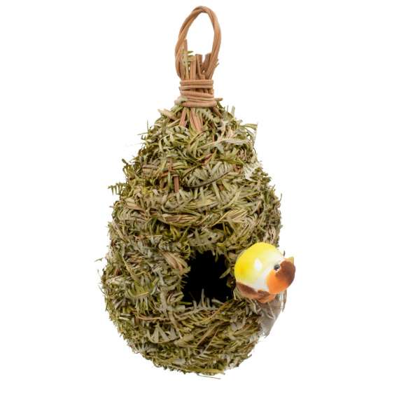 Настенный декор гнездо соломенное с листьями 23х12х12 см с птичкой оптом