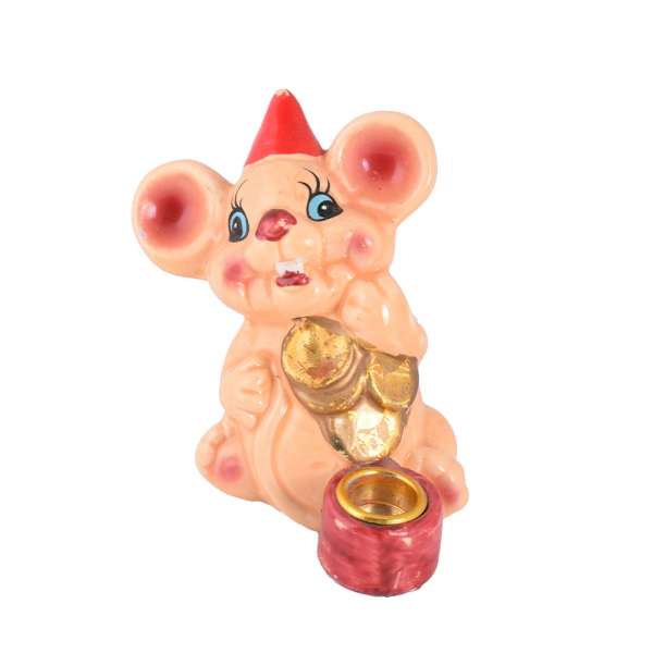 Фігурка свічник Мишка 8 см з монетками бежева оптом