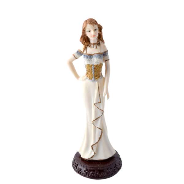 Статуетка дівчина у сукні білому і золотистому корсеті 22х7х7 см оптом