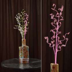 Штучна гілочка 80 см з дрібними квітами і спіраллю рожева