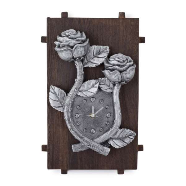 Годинник настінний на дерев'яній основі 36x21см Троянди оптом