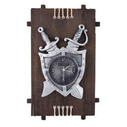 Годинник настінний на дерев'яній основі 36x21см Щит і мечі