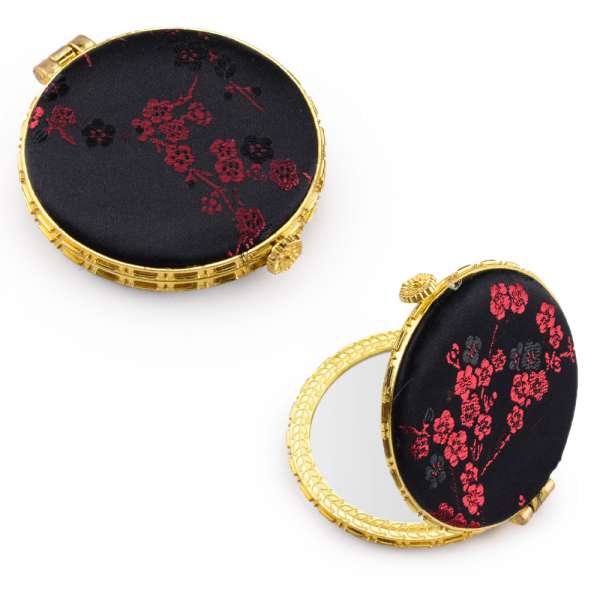 Зеркало косметическое круглое в китайском стиле 8см черное оптом