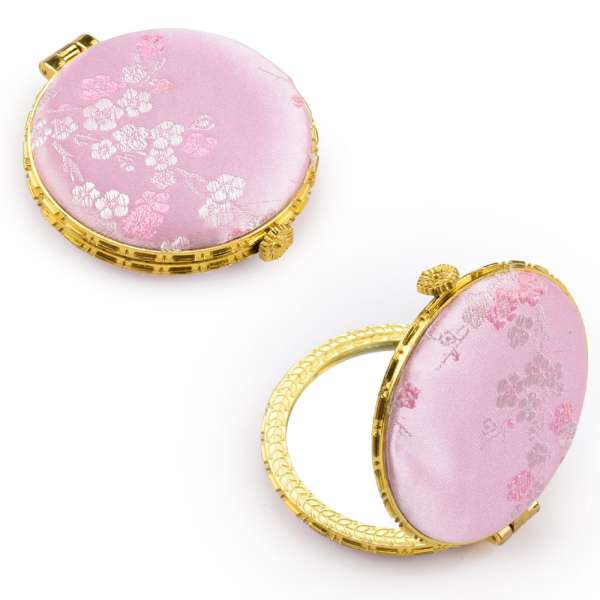 Дзеркало косметичне кругле в китайському стилі 8см рожеве оптом