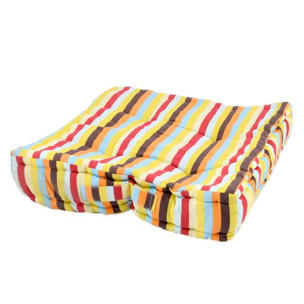 Подушка для стульев 40х40х8 см в полоску желтую голубую оранжевую и коричневую оптом
