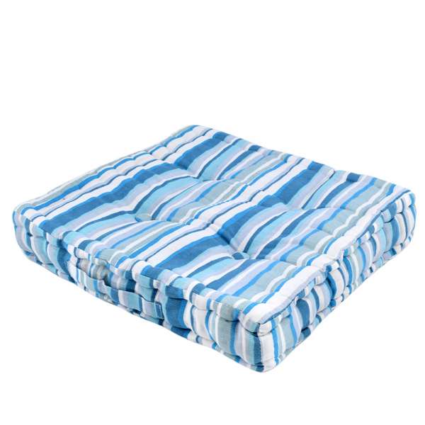Подушка для стульев 40х40х8 см в полоску синюю голубую белую оптом