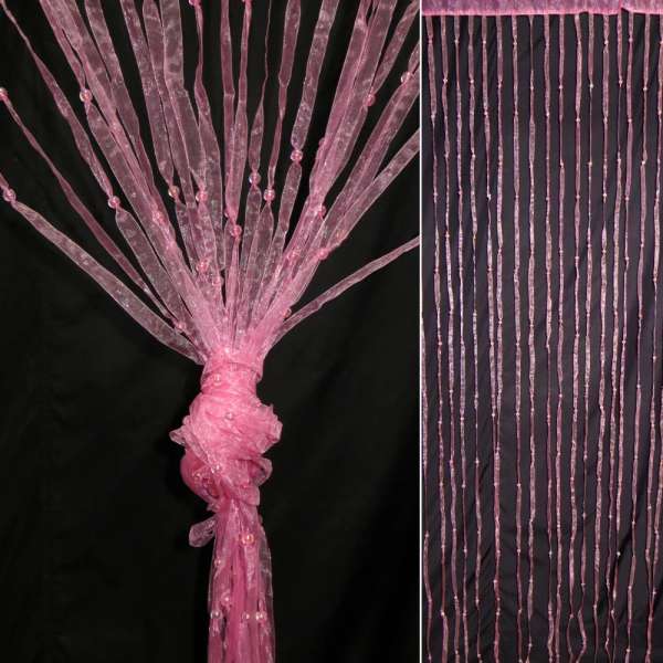Штора декоративна з капронової тасьми 80х175 см рожева оптом