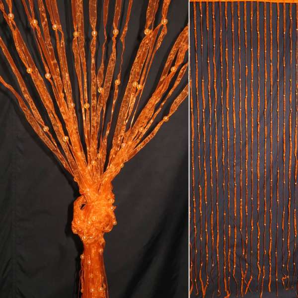 Штора декоративная из капроновой тесьмы 80х175 см оранжевая оптом