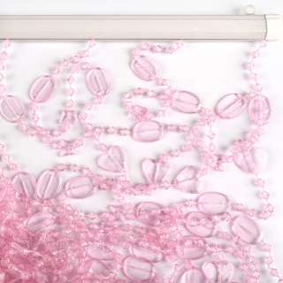 Штора декоративная пластик сердечки бабочки 90х175см розовая светлая оптом