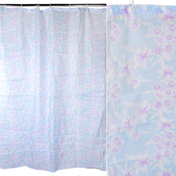 Шторка для ванної з квітами 178х178 см рожево-блакитна оптом