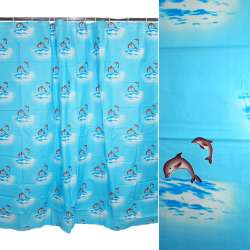 Шторка для ванної з дельфінами 177х183 см блакитна