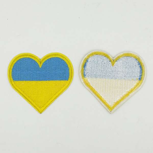 Термоаплікація Україна серце жовто-блакитне 60х60мм оптом