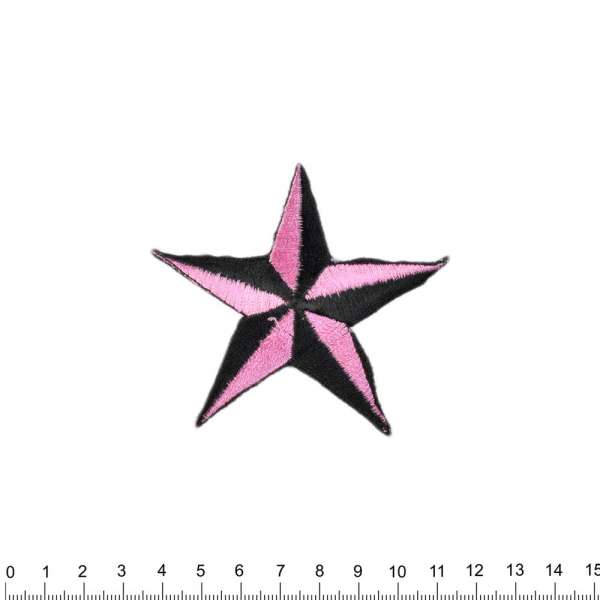 Термоаппликация Звезда 70х80мм черно-розовая оптом