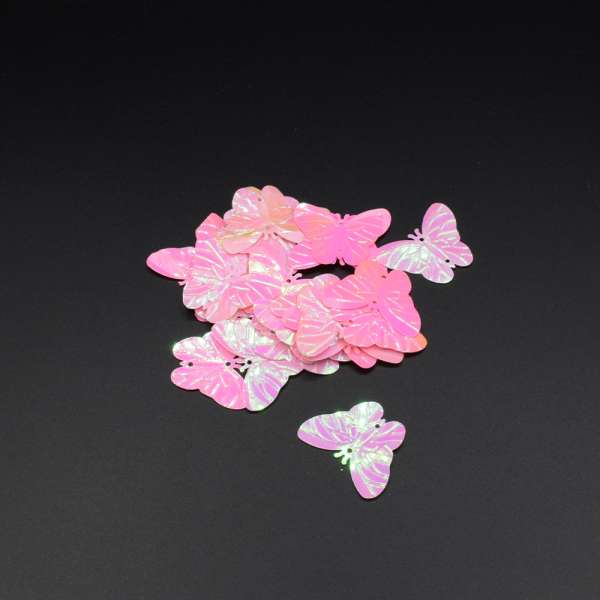 Паєтка метелик 30х25мм 1 упаковка 2,5 г = 10шт рожеві хамелеон оптом