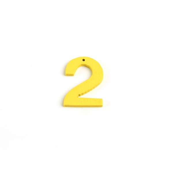 Пришивной декор цифра 2 желтая, 25мм оптом