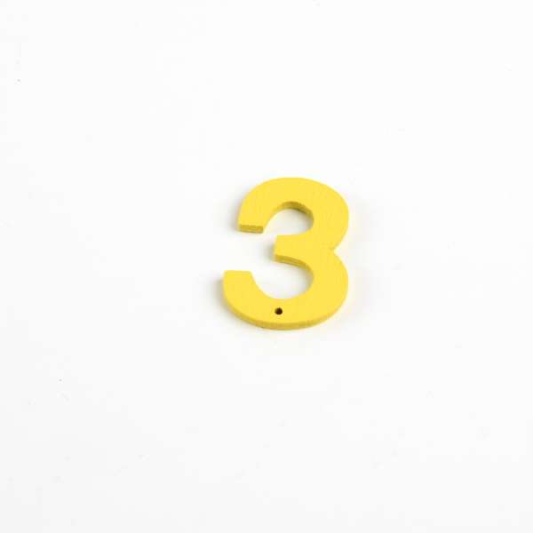 Пришивной декор цифра 3 желтая, 25мм оптом