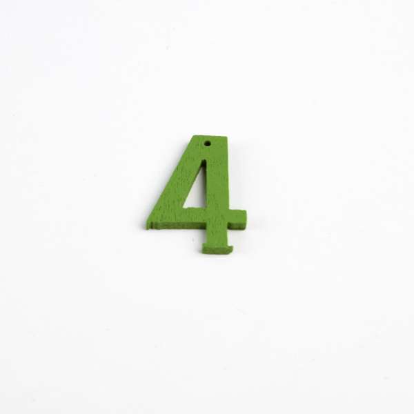 Пришивной декор цифра 4 зеленая, 25мм оптом