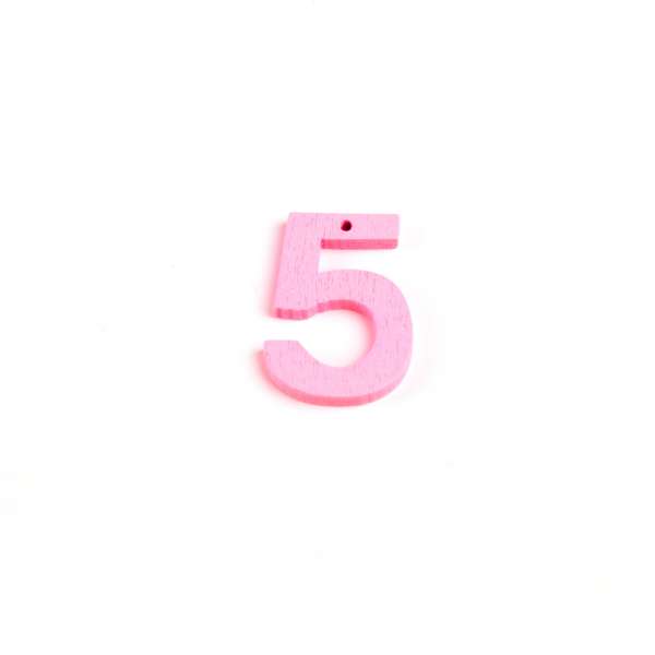 Пришивной декор цифра 5 розовая, 25мм оптом