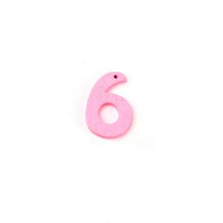 Пришивной декор цифра 6 розовая, 25мм оптом