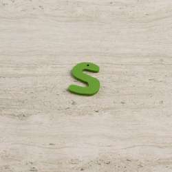 Пришивний декор літера S зелена, 25мм