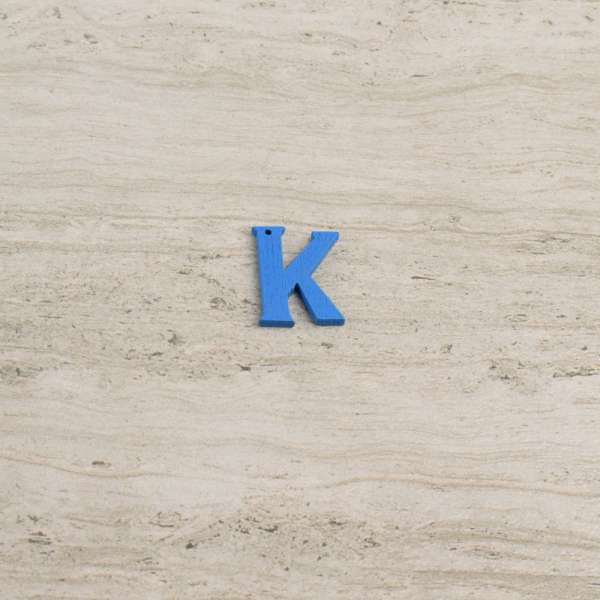 Пришивний декор літера K синя, 25мм оптом