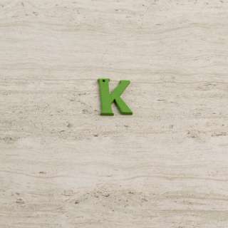 Пришивний декор літера K зелена, 25мм оптом