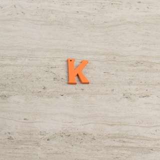 Пришивной декор буква K оранжевая, 25мм оптом