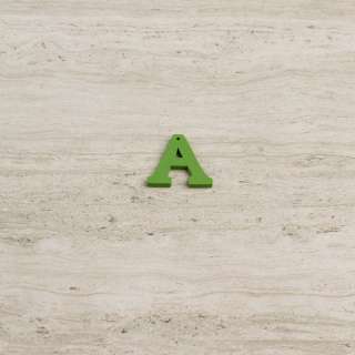 Пришивний декор літера A зелена, 25мм оптом