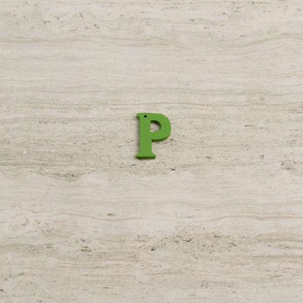 Пришивной декор буква P зеленая, 25мм оптом