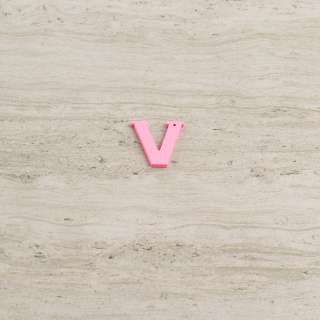 Пришивний декор літера V рожева, 25мм оптом