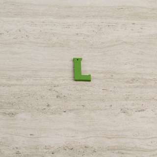 Пришивний декор літера L зелена, 25мм оптом