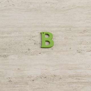 Пришивной декор буква B зеленая, 25мм оптом