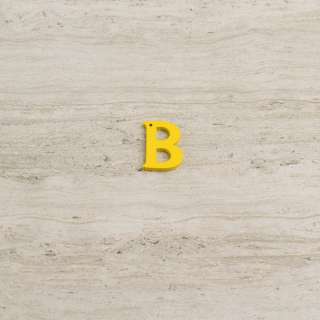 Пришивной декор буква B желтая, 25мм оптом