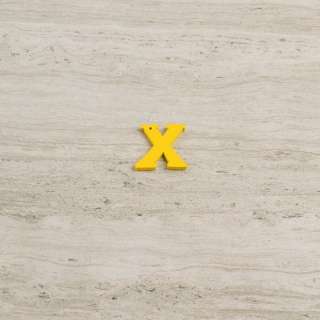 Пришивной декор буква X желтая, 25мм оптом