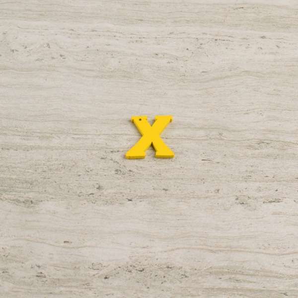 Пришивний декор літера X жовта, 25мм оптом