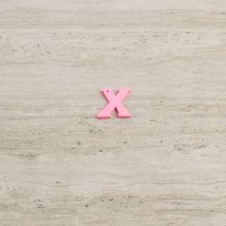 Пришивний декор літера X рожева, 25мм оптом