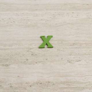 Пришивний декор літера X зелена, 25мм оптом
