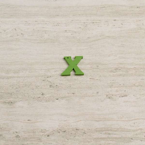 Пришивний декор літера X зелена, 25мм оптом